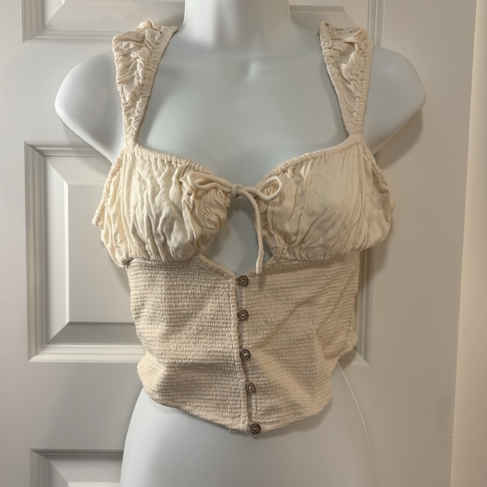 Urban Outfitters Ivory Gathered Blouse